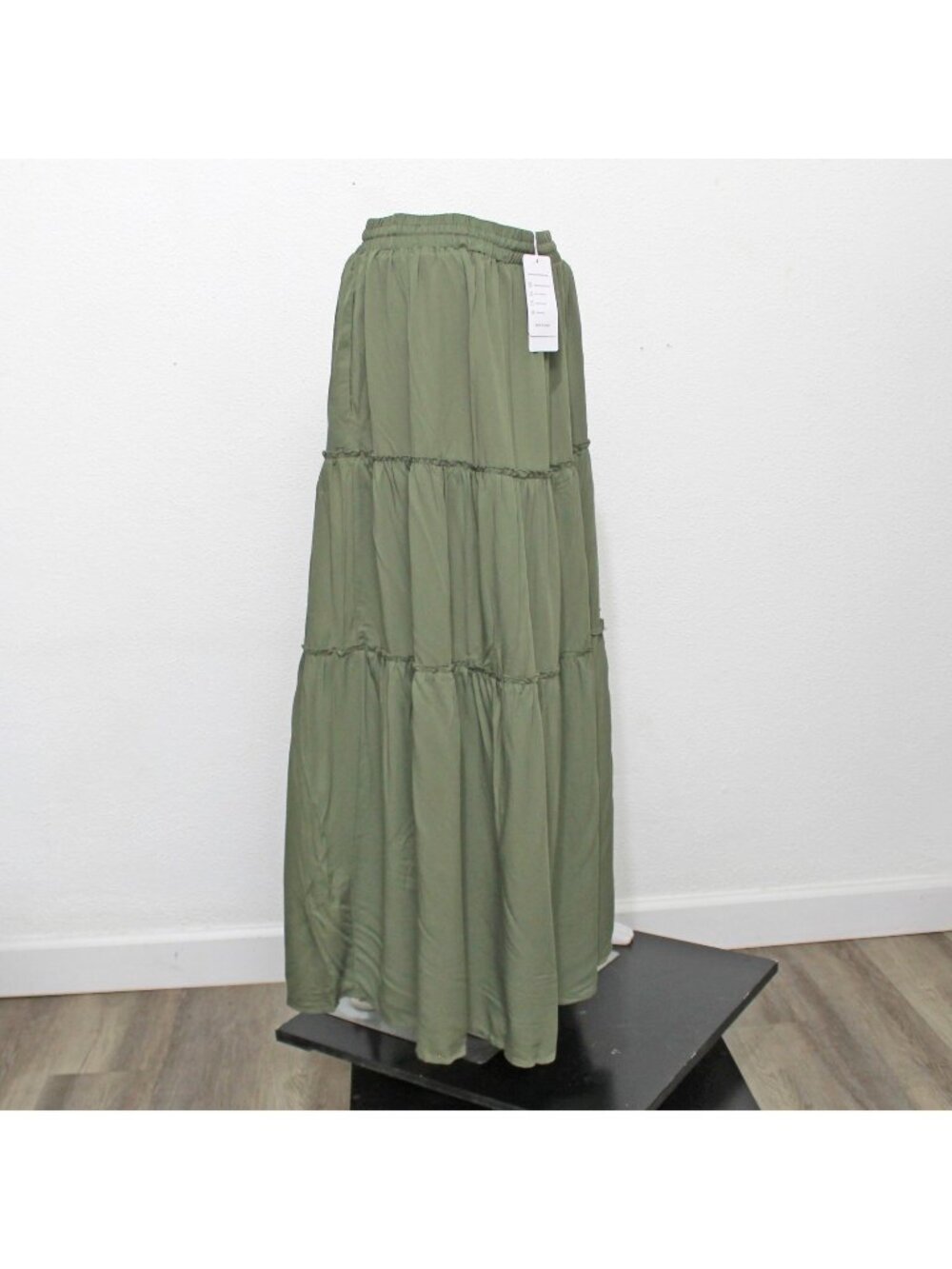 HAEOF Womens Summer Flowy Boho Maxi Skirt Elastic High Waist A Line Pleated Tier